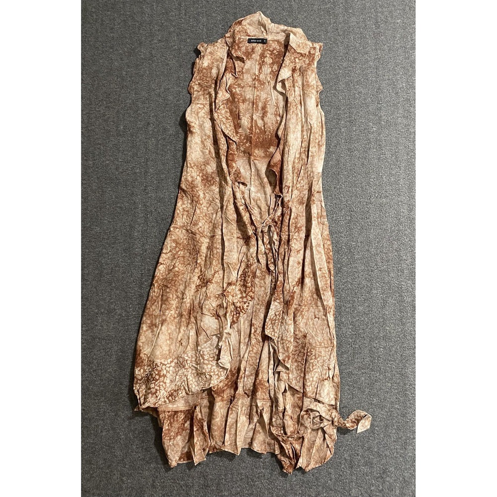 Gypsy Rose Hippie Brown India Ruffle Cutout Sleeveless Maxi Dress Size M